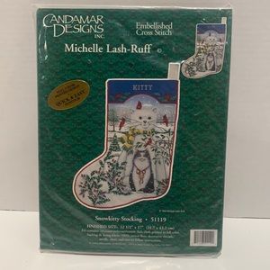 Candamar Designs Snowkitty Stocking  Embellished Cross Stitch Kit